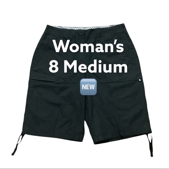 Women's Van Heusen 8 M Medium Shorts Black Bermuda Chino Khakis Cotton NWOT - Picture 2 of 11